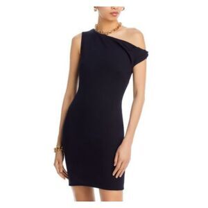ROSETTA GETTY Womens Black Asymmetrical Neckline Mini Party Body Con Dress S